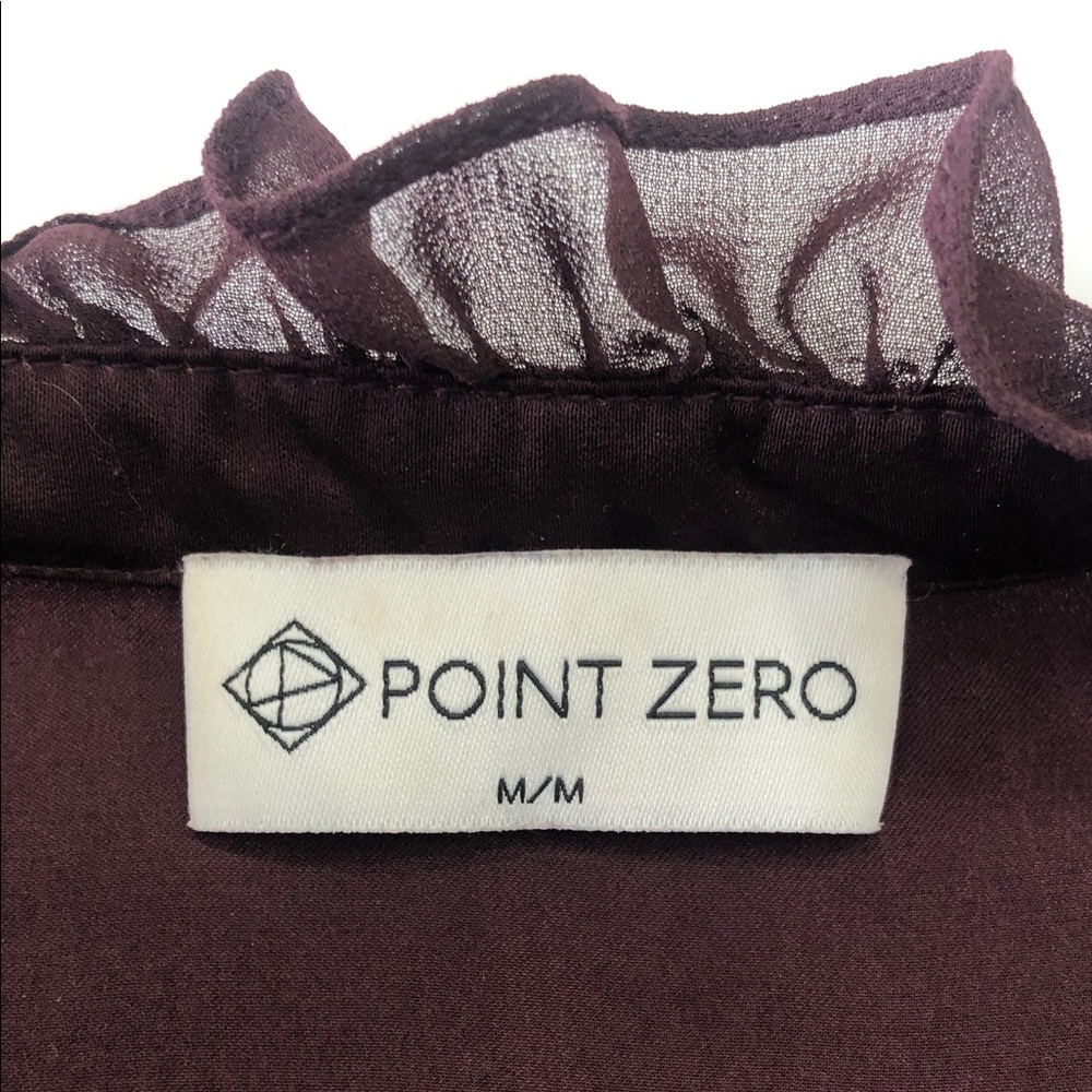 Point Zero Ruffle-Neck Long Sleeve Blouse – Women’s Medium – Rich Burgundy - Picture 2 of 13